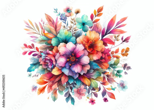 beautiful colorful, watercolor floral design on white background © clearviewstock