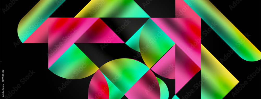 Artistic arrangement of triangles, lines, and circular elements in a mesmerizing geometric mosaic pattern, offering a visually dynamic and captivating composition Artistic arrangement of triangles, lines, and circular elements in a mesmerizing geometric mosaic pattern, offering a visually dynamic and captivating composition