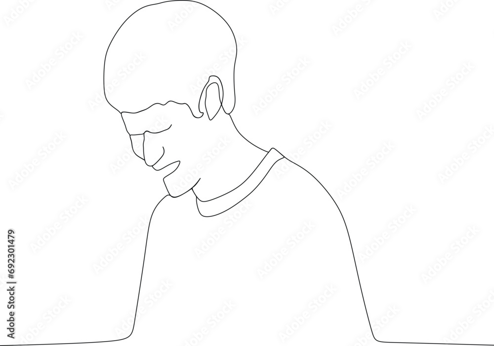 a man drawn with a downward-looking vector