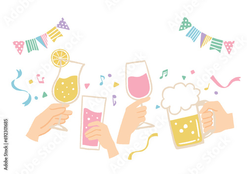 楽しい飲み会のイメージイラスト　誕生日・記念日・イベント