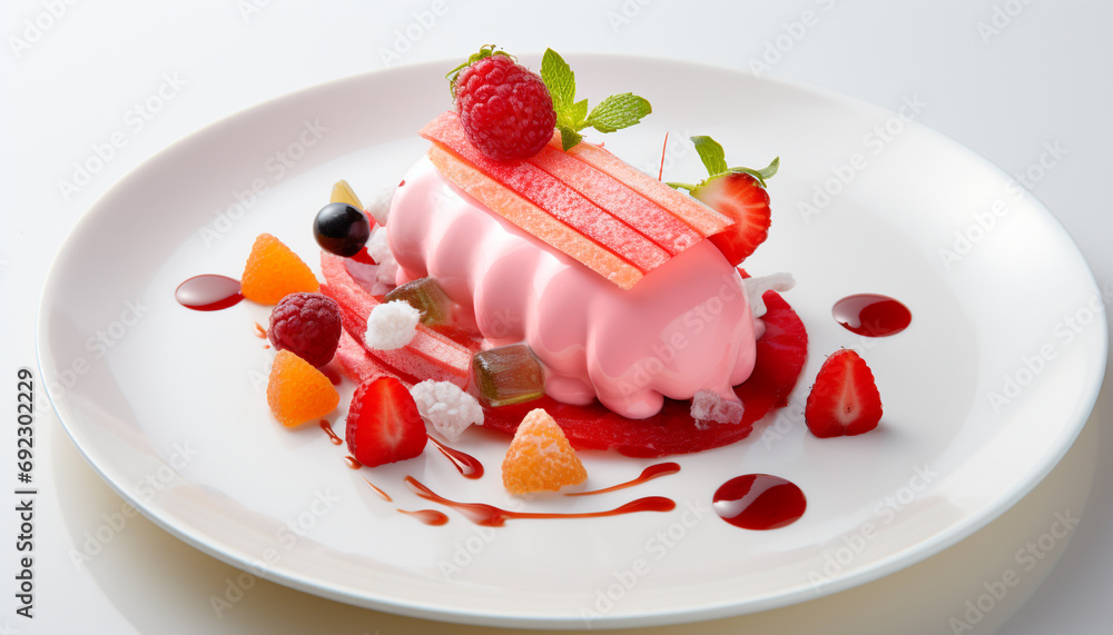 Freshness and sweetness on a gourmet berry plate generated by AI