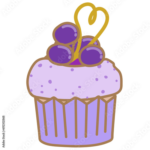 Blueberry Cupcake - Simple Illustration/Vector, Transparent Background