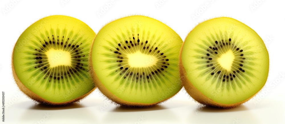 Fototapeta premium Fresh, sweet sliced yellow kiwi.