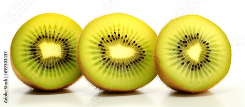 Fresh, sweet sliced yellow kiwi.