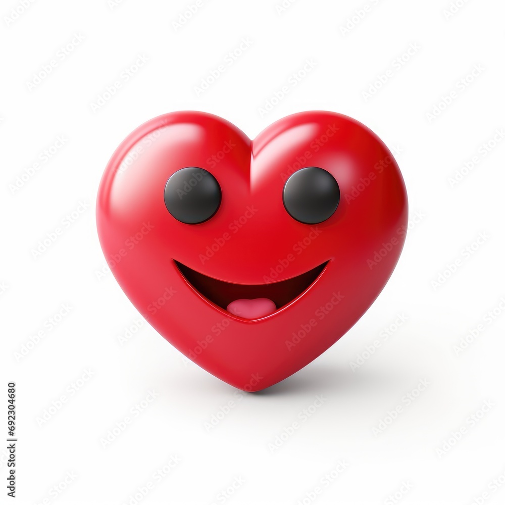 Cartoon smiling red heart emoji isolated on white background Cartoon smiling red heart emoji isolated on white background