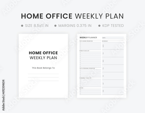 Work From Home Office Weekly Planner Printable kdp