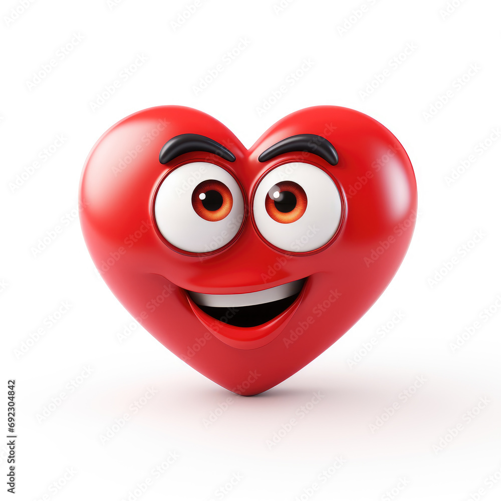 Cartoon smiling red heart emoji isolated on white background Cartoon smiling red heart emoji isolated on white background