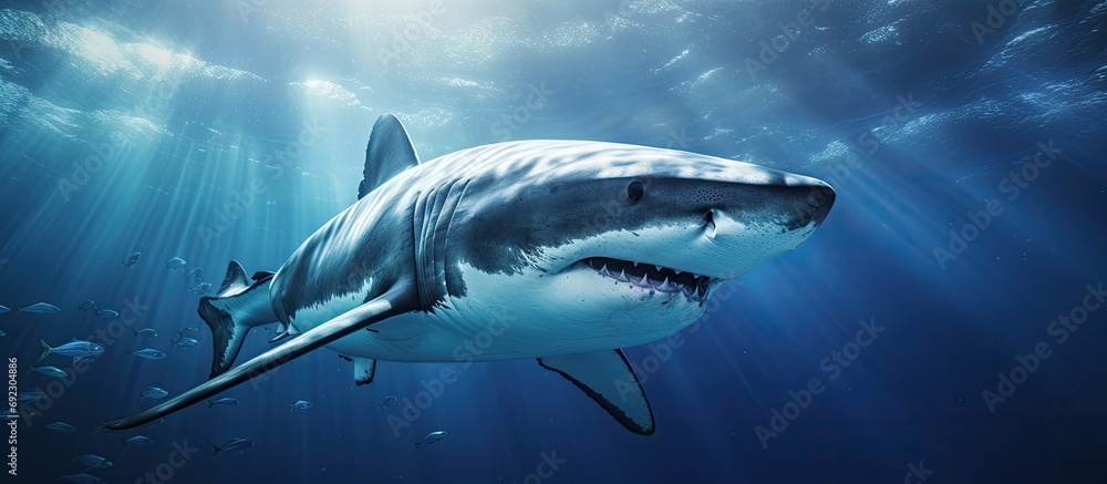 Obraz premium Close-up of a shark underwater.