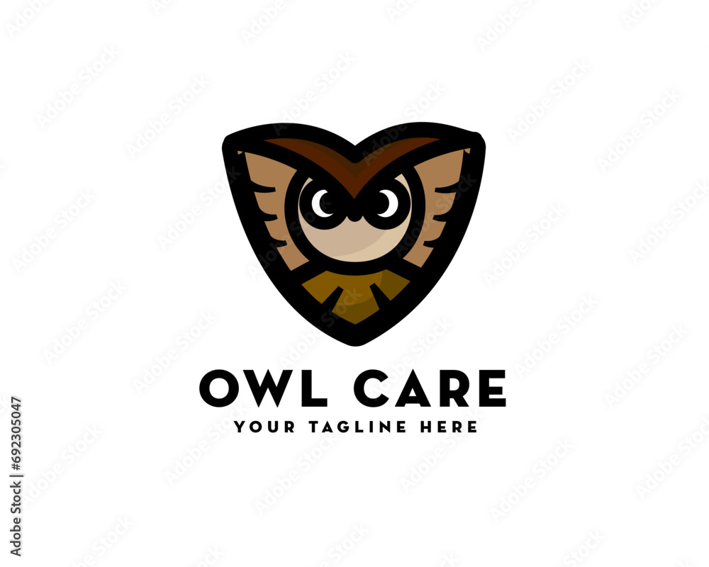 flying shield owl logo icon symbol design template illustration inspiration