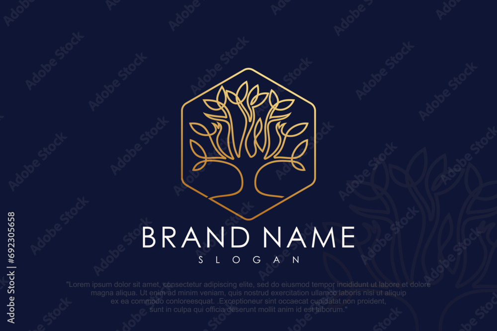 Tree vector icon logo design . Nature tree with thin lines . Vector illustration Tree vector icon logo design . Nature tree with thin lines . Vector illustration