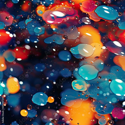 Soap bubbles on a background of bright unfocused colors. Generated by AI.