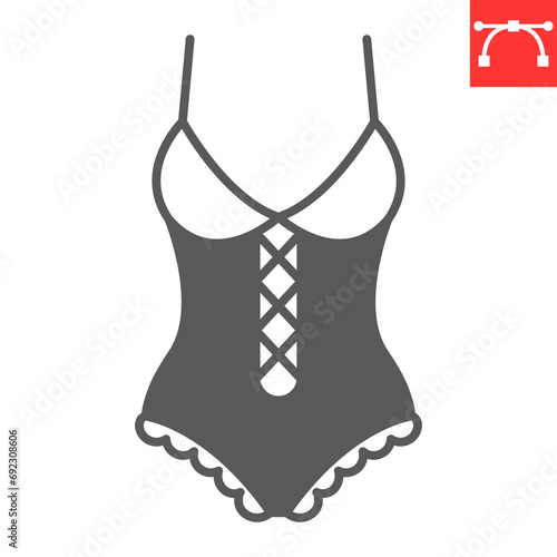 Lingerie glyph icon, valentines day and underwear, sexy women lingerie vector icon, vector graphics, editable stroke outline sign, eps 10.