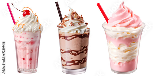 milkshake set isolated on transparent background - Design element PNG cutout collection photo
