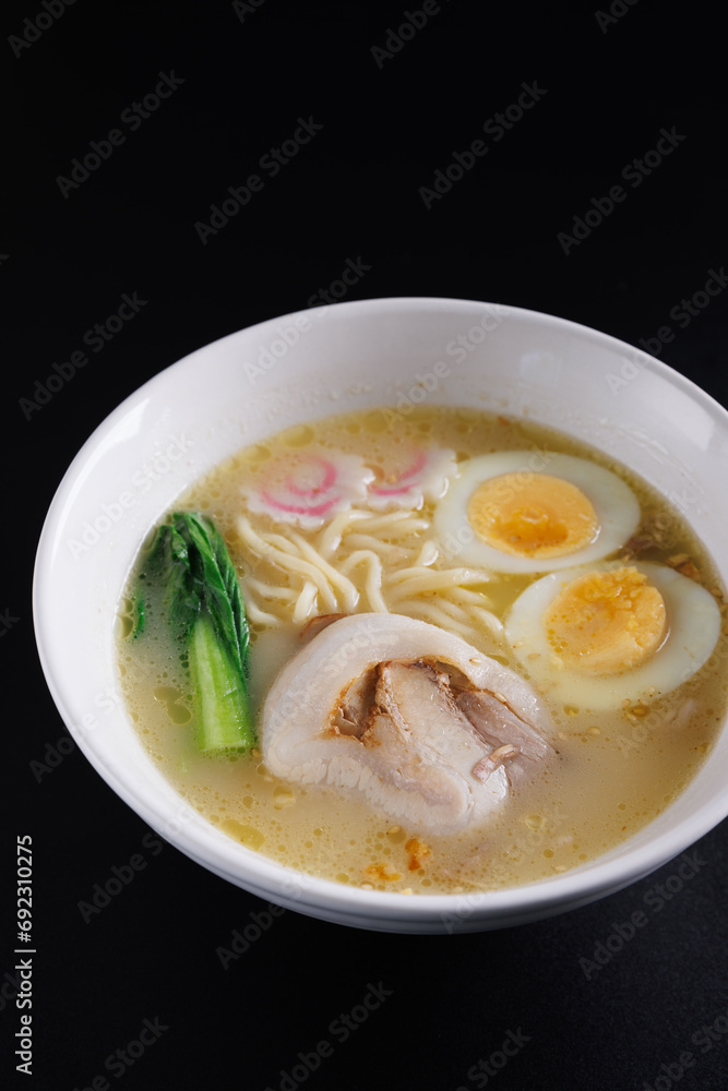 Ramen Japanese noodle isolated in black background Ramen Japanese noodle isolated in black background