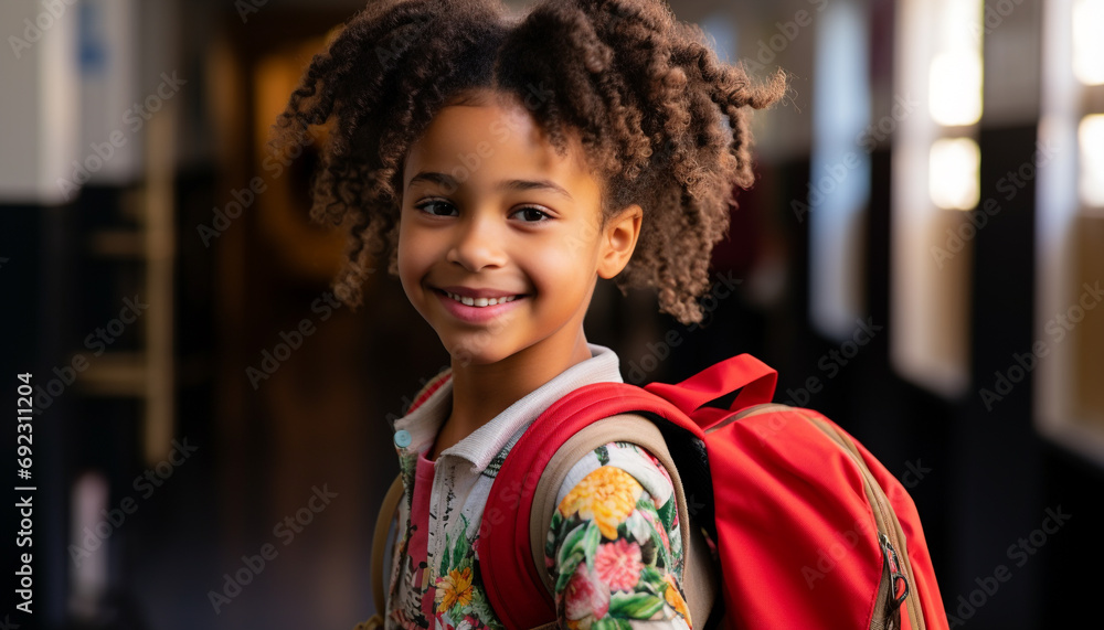 Smiling child, cheerful and cute, looking at camera generated by AI Smiling child, cheerful and cute, looking at camera generated by AI