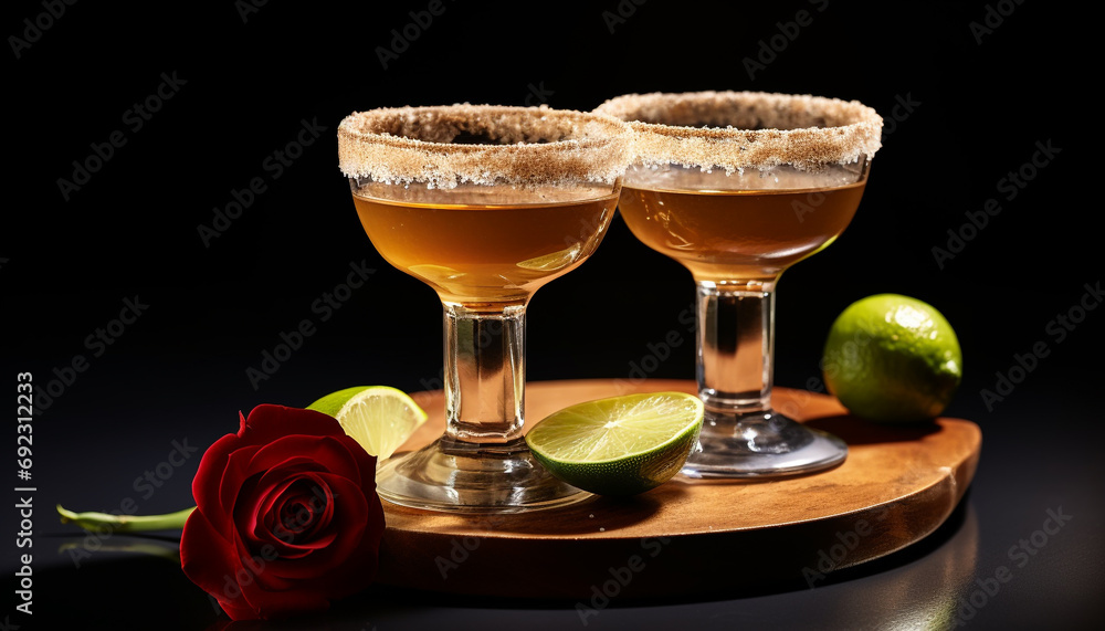 Refreshing cocktail with lime and citrus fruit generated by AI Refreshing cocktail with lime and citrus fruit generated by AI
