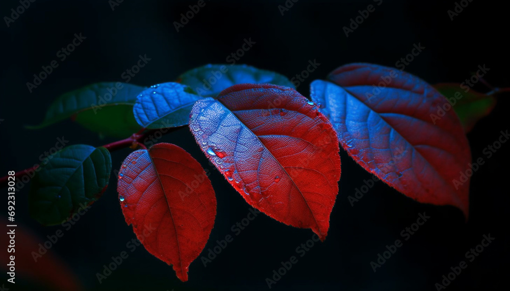 Vibrant autumn leaf pattern in close up, reflecting organic beauty generated by AI Vibrant autumn leaf pattern in close up, reflecting organic beauty generated by AI