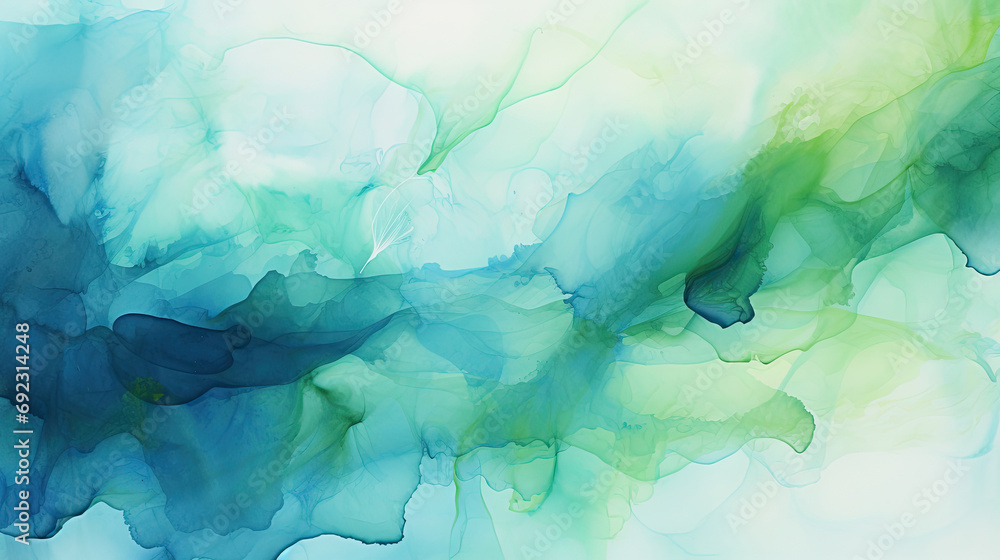 blue green  watercolor painting,a watercolor painting of green and blue nature