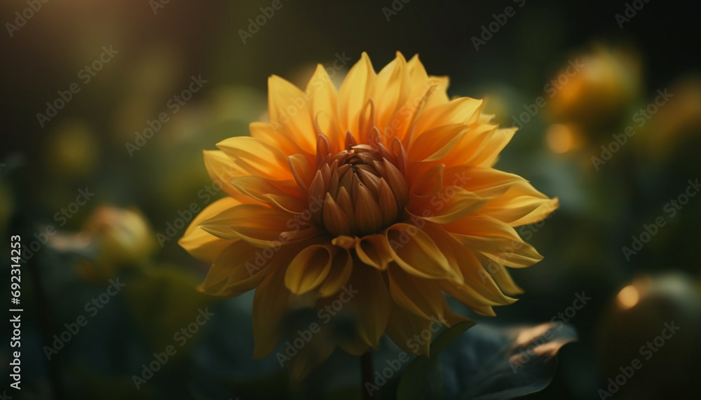 Vibrant dahlia blossom in formal garden, selective focus on foreground generated by AI Vibrant dahlia blossom in formal garden, selective focus on foreground generated by AI