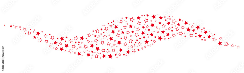 Red star confetti border vector illustration.