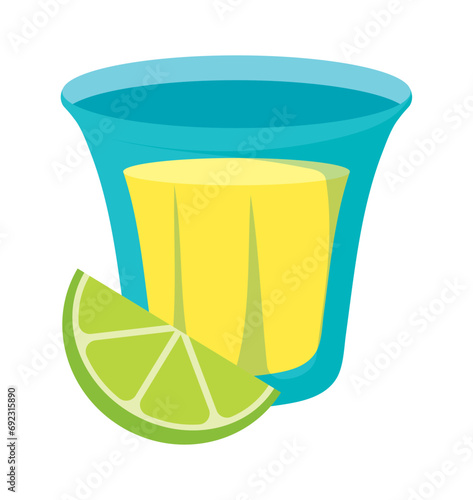 mexico tequila shot and lemon