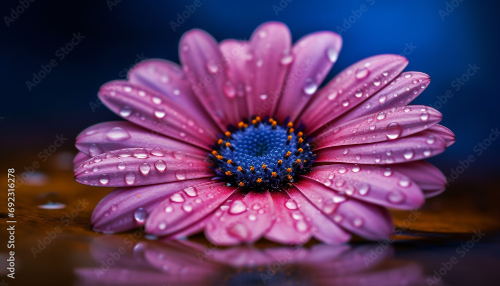 Vibrant chamomile blossom reflects nature beauty in single flower generated by AI Vibrant chamomile blossom reflects nature beauty in single flower generated by AI