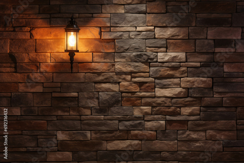 Old Brick Wall with Incandescent Bulbs