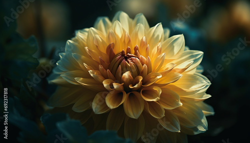 Vibrant dahlias bloom in a formal garden, showcasing organic beauty generated by AI