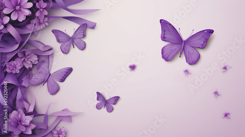 purple lavender and butterflies in a field, in the style of animated gifs, layered translucency, sparse backgrounds © Sajib