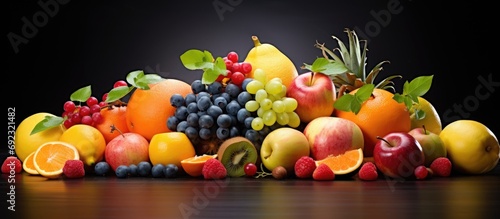 Detailed image of a collection of fruits