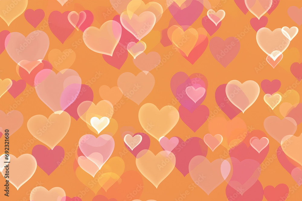 Valentine's Day Abstract Peach Background with Hearts
