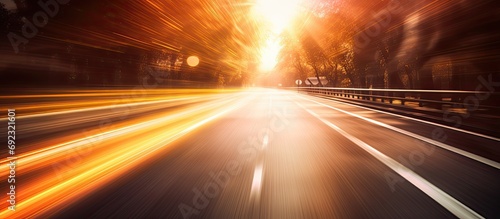 Blurred road with sunlight. photo