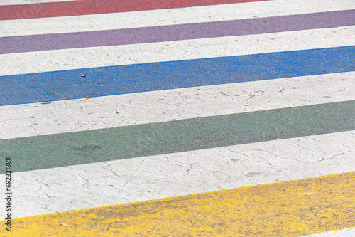 Obraz na płótnie Crosswalk in the colors of lgtbiq+ pride. w salonie