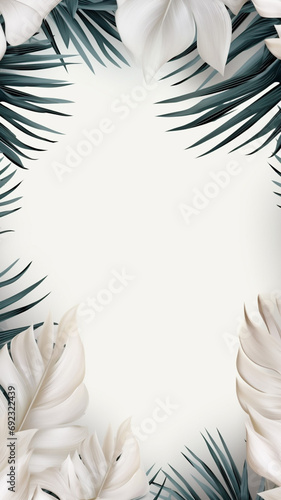 Collection of tropical leavesfoliage plant in white decoration photo