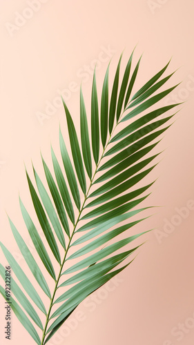 Fresh tropical date palm leaf on light graphic