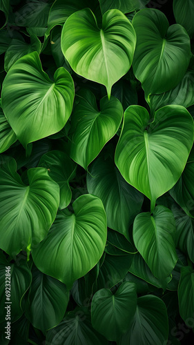 Fresh tropical Green leaves decoration