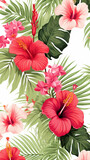 Lovely hand drawn tropical flowers and leaves illustration