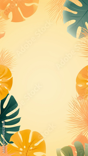 Minimalist summer banner design with tropical leaves wallpaper