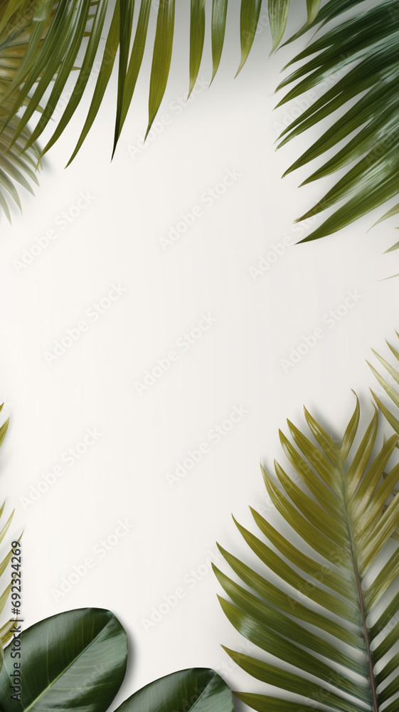 Real leaves with white copy space design
