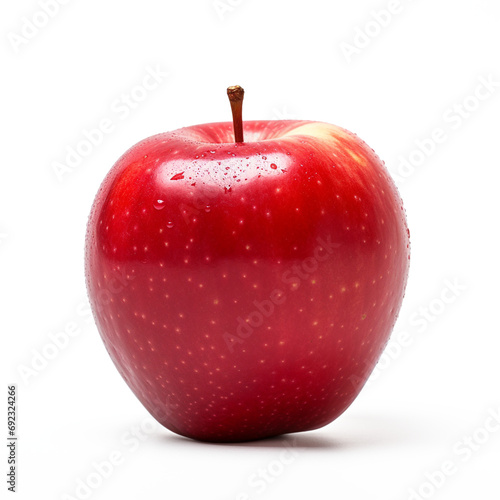 Red apple on white background, ai technology