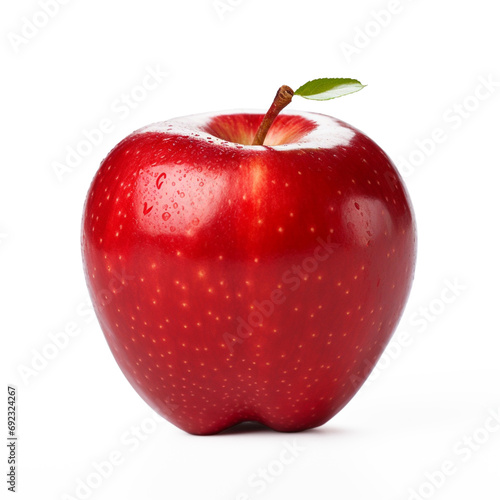Red apple on white background, ai technology