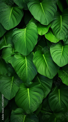 the Fresh tropical Green leaves isolated