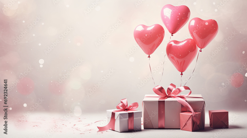 Portrait gift box with heart balloon AI Generative Portrait gift box with heart balloon AI Generative
