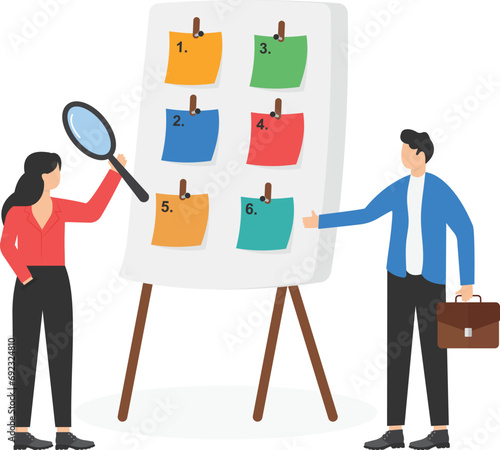 Arrange to do list which job to do before and after, set work priority, task management concept, young entrepreneur businessman manage to prioritize sticky note with number.

