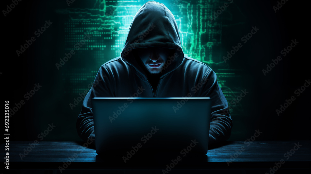 Hacker in the hood, hacker in the darkroom, internet security concept, hacking, online virus infection Hacker in the hood, hacker in the darkroom, internet security concept, hacking, online virus infection