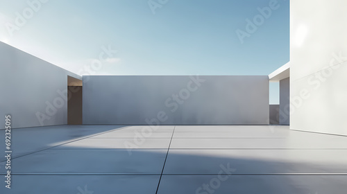 3d render of abstract futuristic architecture with empty concrete floor © c