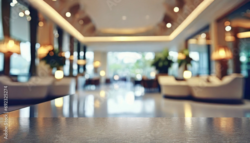 Blur interior hotel lobby background with bokeh