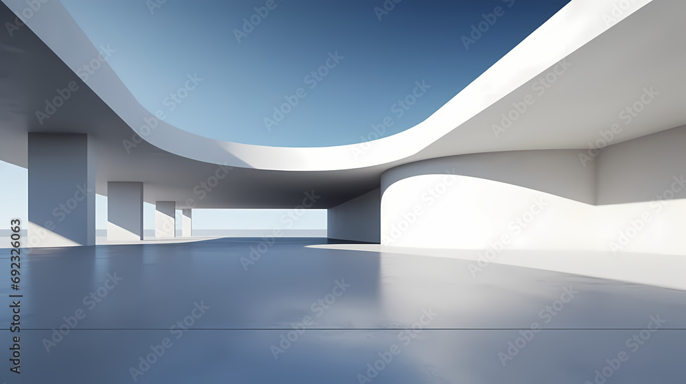 Obraz premium 3d render of abstract futuristic architecture with empty concrete floor