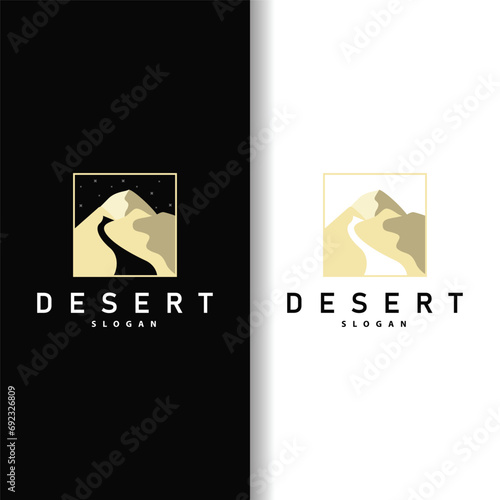 Vector illustration landscape desert logo design with desert hills sand simple