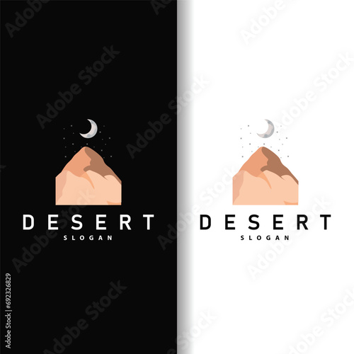 Vector illustration landscape desert logo design with desert hills sand simple